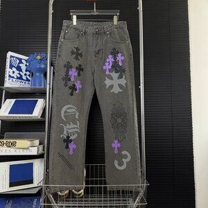 Chrome Hearts Cross Patch Gray Jeans